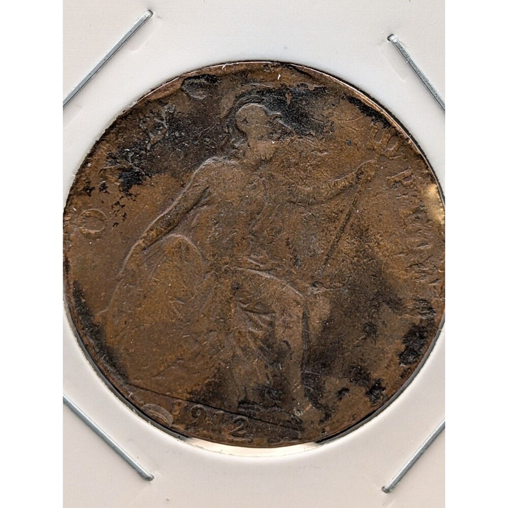 1912 Great Britain One Penny – King George V – Circulated Bronze